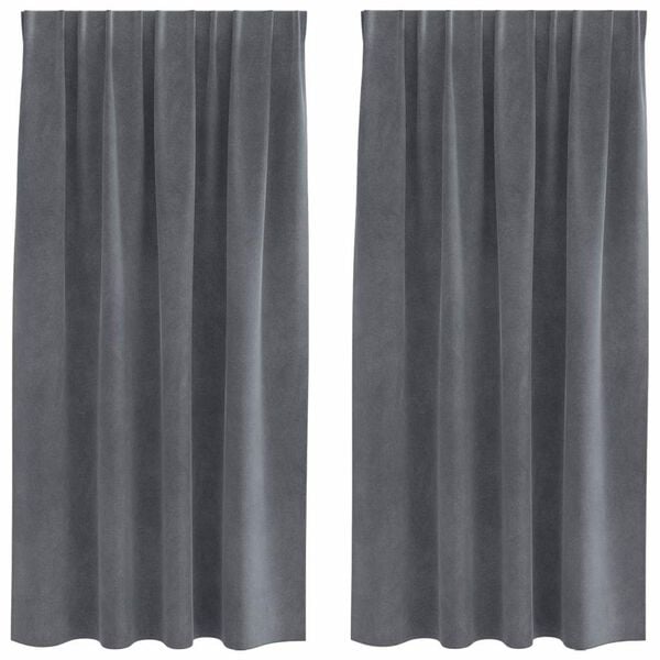 vidaXL Κουρτίνες 2 pcs Ανοιχτό γκρι 140 x 175 cm Βελούδο