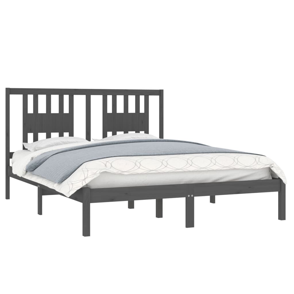 vidaXL Πλαίσιο Κρεβατιού Γκρι 150 x 200 εκ. Μασίφ Ξύλο King Size
