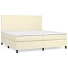 vidaXL Κρεβάτι Boxspring με Στρώμα Κρεμ 200x200 εκ. Συνθετικό Δέρμα