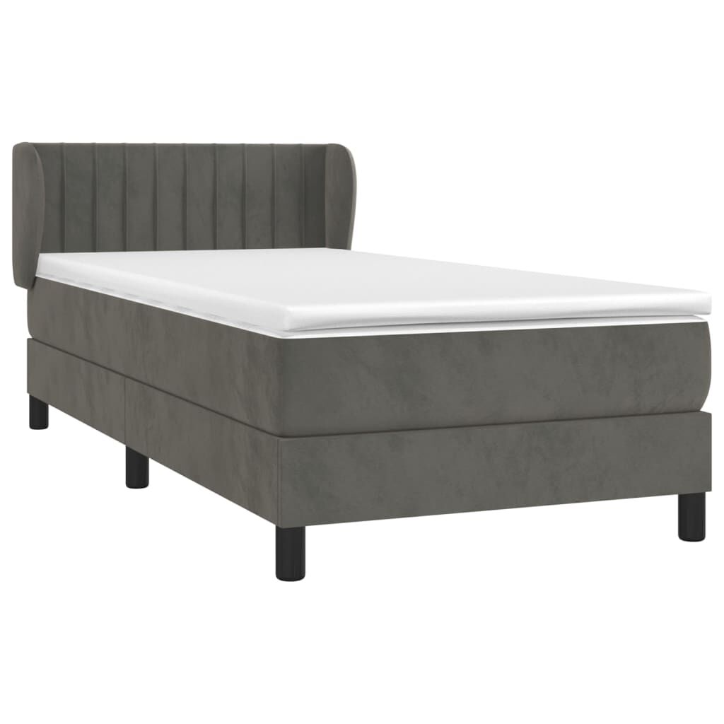 vidaXL Κρεβάτι Boxspring με Στρώμα Σκούρο Γκρι 80x200 εκ. Βελούδινο
