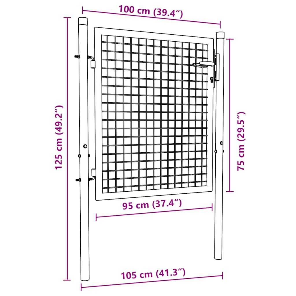 vidaXL Πόρτα Περίφραξης με Πλέγμα Γκρι 100 x 125 εκ. Γαλβαν. Χάλυβας