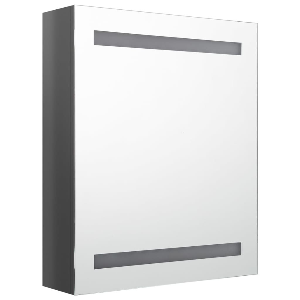 vidaXL Ντουλάπι Μπάνιου με Καθρέφτη & LED Γυαλ. Γκρι 50 x 14 x 60 εκ.