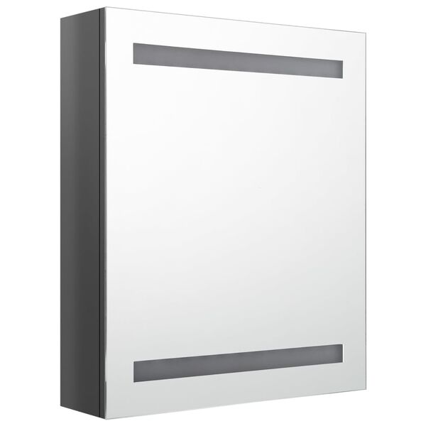 vidaXL Ντουλάπι Μπάνιου με Καθρέφτη & LED Γυαλ. Γκρι 50 x 14 x 60 εκ.