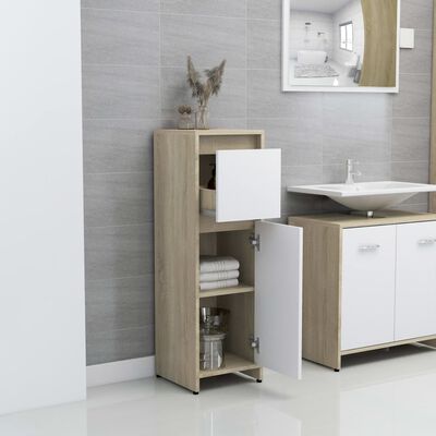 vidaXL Σετ Επίπλων Μπάνιου 3 Τεμαχίων Λευκό/Sonoma Δρυς Μοριοσανίδα
