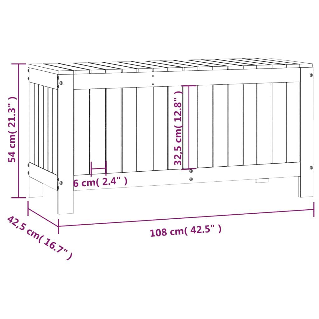 vidaXL Κουτί Αποθήκευσης Κήπου Γκρι 108x42,5x54 εκ. Μασίφ Ξύλο Πεύκου