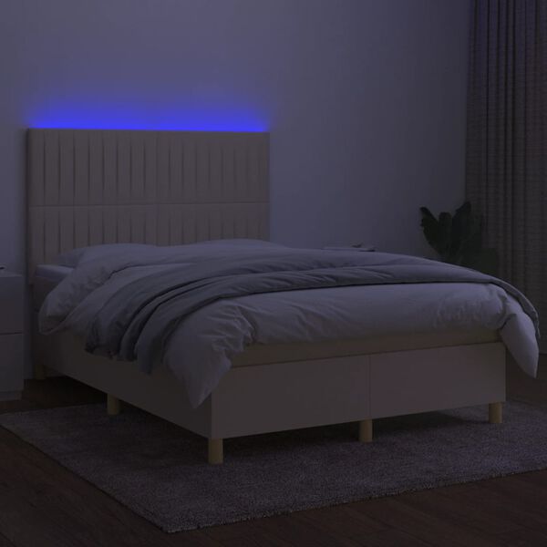 vidaXL &Kappa;&rho;&epsilon;&beta;ά&tau;&iota; Boxspring &mu;&epsilon; &Sigma;&tau;&rho;ώ&mu;&alpha; & LED &Kappa;&rho;&epsilon;&mu; 140x190 &epsilon;&kappa;. &Upsilon;&phi;&alpha;&sigma;&mu;ά&tau;&iota;&nu;&omicron;