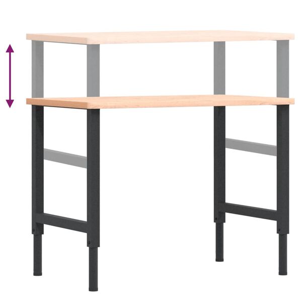 vidaXL Πάγκος Εργασίας Ορθογώνιος 100x60x(71,5-98) εκ Μασίφ Ξύλο Οξιάς