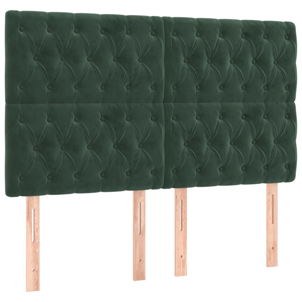 vidaXL Κρεβάτι Boxspring με Στρώμα Σκούρο Πράσινο 140x190εκ. Βελούδινο