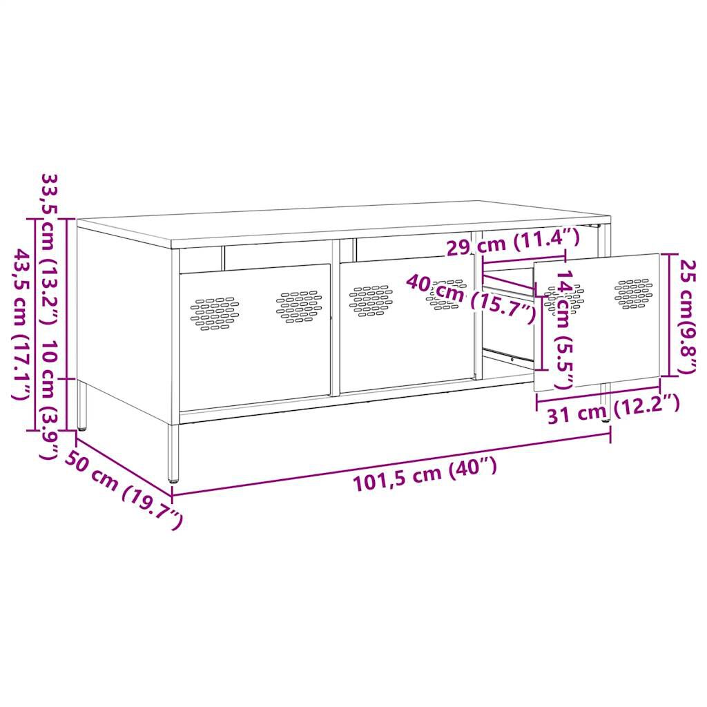 vidaXL Τραπεζάκι Σαλονιού Ανθρακί 101,5x50x43,5εκ Χάλυβα Ψυχρής Έλασης