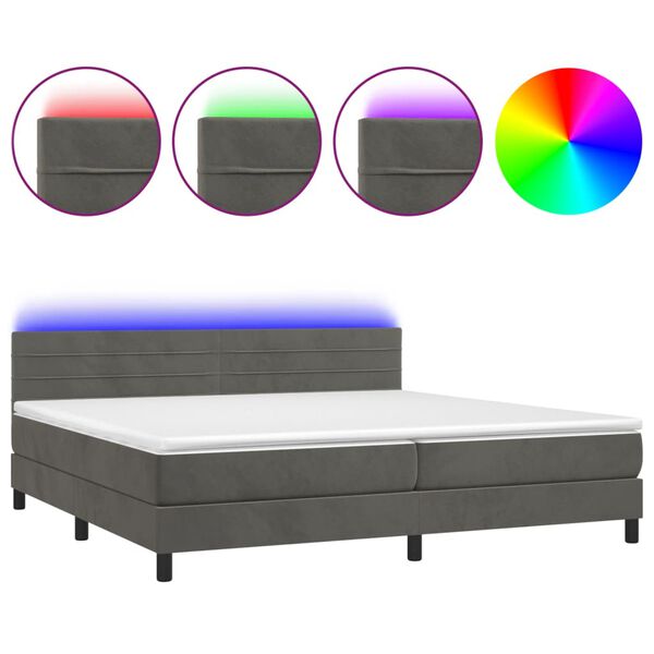 vidaXL &Kappa;&rho;&epsilon;&beta;ά&tau;&iota; Boxspring &mu;&epsilon; &Sigma;&tau;&rho;ώ&mu;&alpha; & LED &Sigma;&kappa;. &Gamma;&kappa;&rho;&iota; 200x200&epsilon;&kappa;. &Beta;&epsilon;&lambda;&omicron;ύ&delta;&iota;&nu;&omicron;