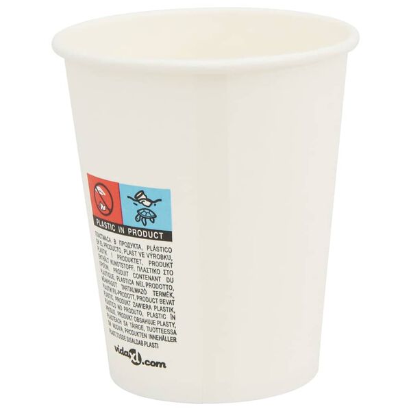 vidaXL Χάρτινα κύπελλα καφέ 1000 τεμάχια 8oz 200ml Λευκό