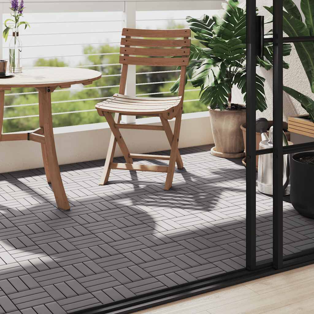 vidaXL Πλακάκια Deck 10 τεμ. Γκρι Πατίνα 30x30 εκ. Μασίφ Ξύλο Ακακίας