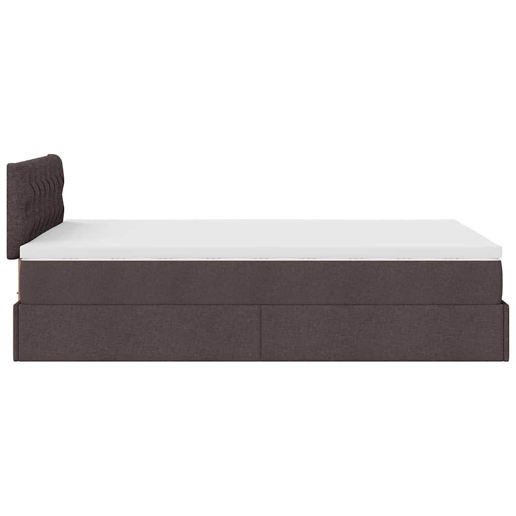 vidaXL Ottoman Κρεβάτι με Στρώμα Σκούρο Καφέ 120x200cm Ύφασμα