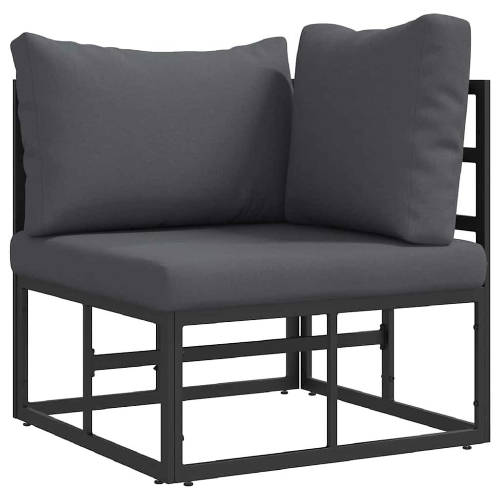 vidaXL Σετ Καναπέ Κήπου με μαξιλάρι 5 pcs Μαύρο Αλουμίνιο