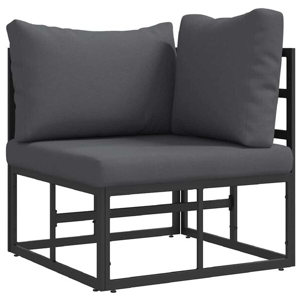 vidaXL Σετ Καναπέ Κήπου με μαξιλάρι 5 pcs Μαύρο Αλουμίνιο