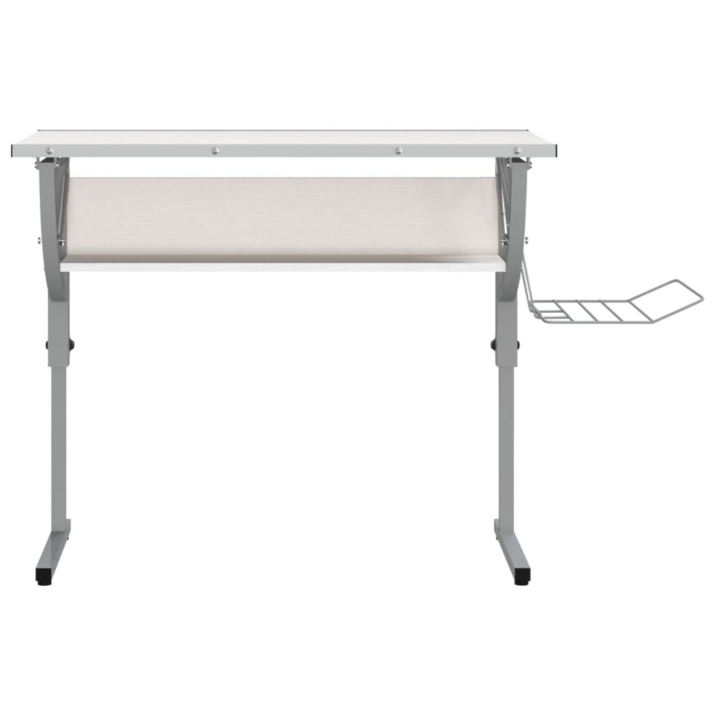 vidaXL Γραφείο Χειροτ. Λευκό/Γκρι 110x53x(58-87) εκ. Επ. Ξύλο&Ατσάλι