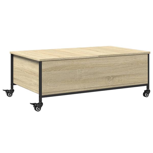 vidaXL Τραπεζάκι Σαλονιού Ροδάκια Sonoma Δρυς 91x55x34 εκ. Επεξ. Ξύλο