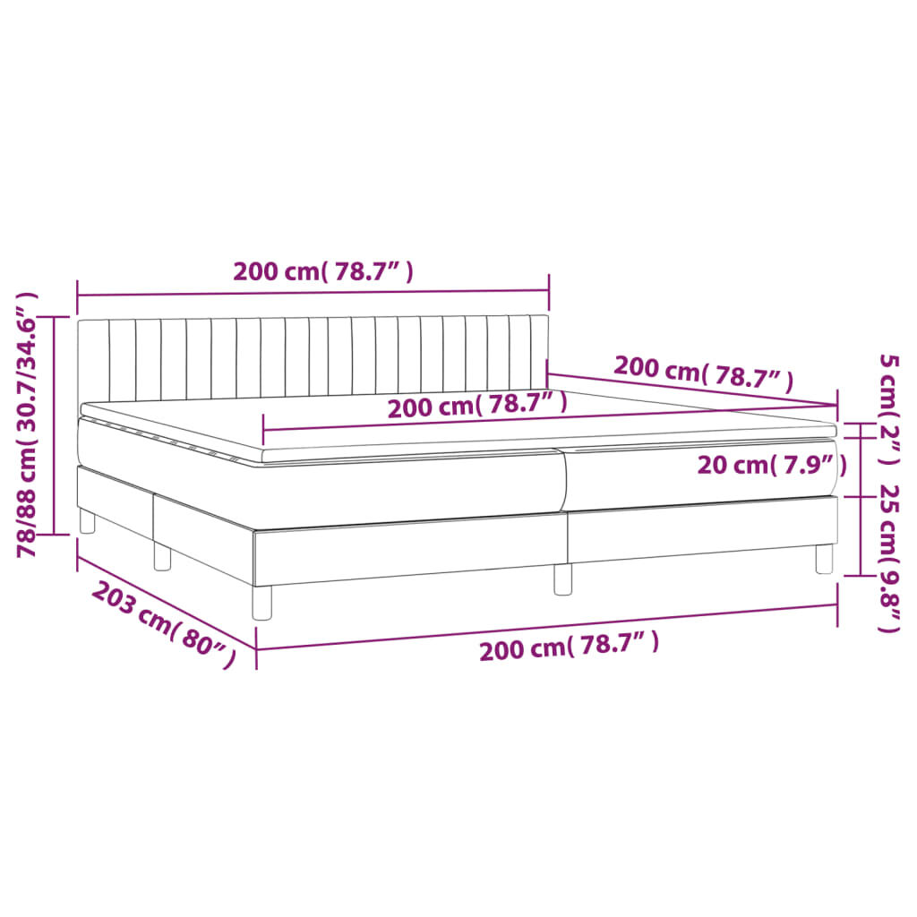 vidaXL Κρεβάτι Boxspring με Στρώμα Ροζ 200x200 εκ. Βελούδινο