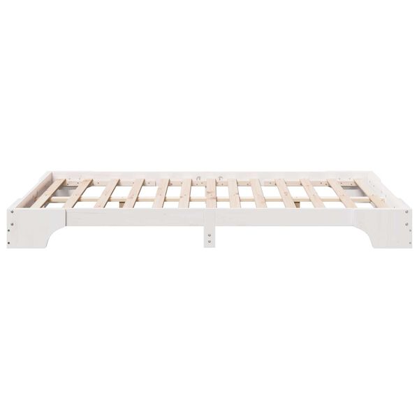 vidaXL Κρεβάτι Λευκό Μασίφ ξύλο 120 x 190 εκ. Ανθεκτικό Μασίφ Κρεβάτι