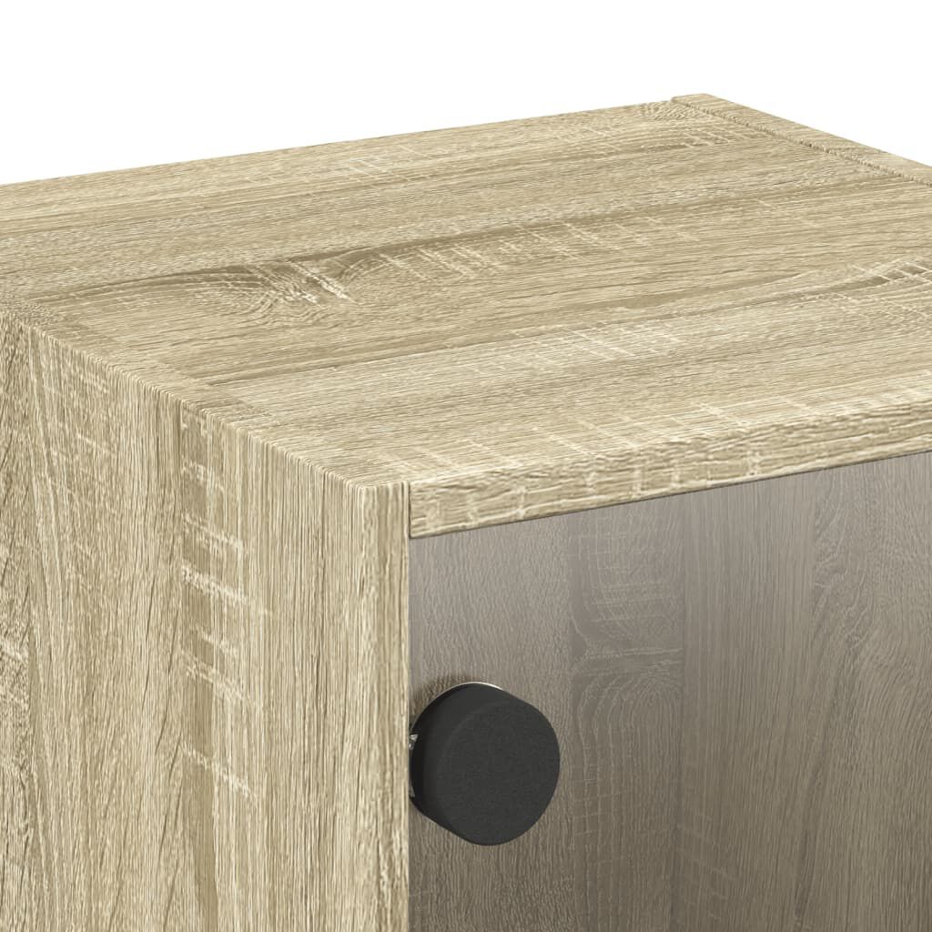 vidaXL Κομοδίνα 2 τεμ. Sonoma Δρυς 35x37x35 εκ. με Γυάλινες Πόρτες
