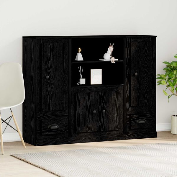vidaXL Βιβλιοθήκη Μαύρη Οξυά 132 x 35.5 x 103.5 εκ Επεξεργασμένο ξύλο