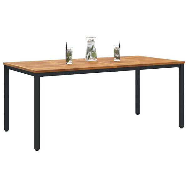 vidaXL Υπαίθρια Τραπέζια Φυσικό και μαύρο 180 x 90 x 75 cm