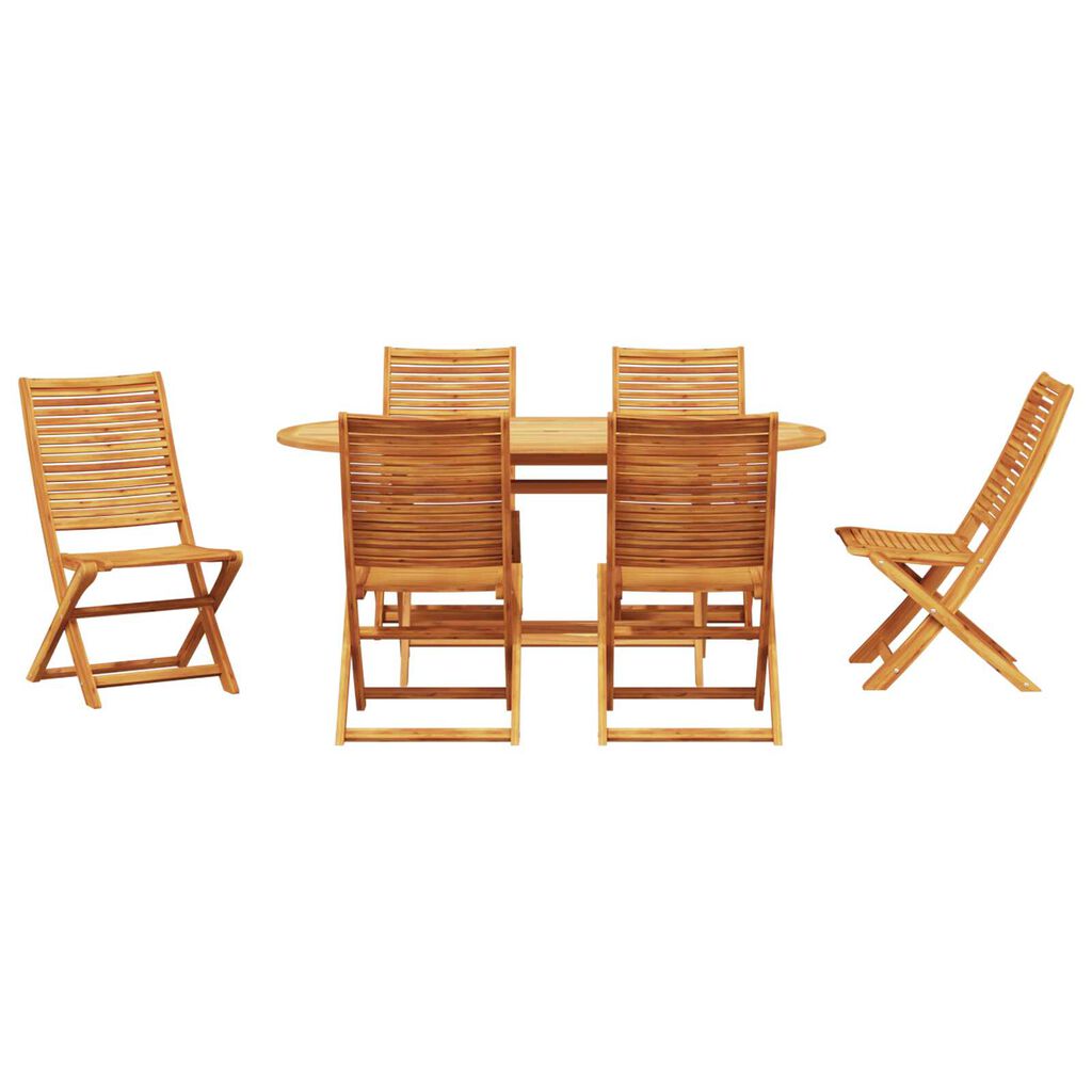 vidaXL Σέτ φαγητού για κήπο 7 pcs Καφέ Μασίφ ξύλο ακακίας