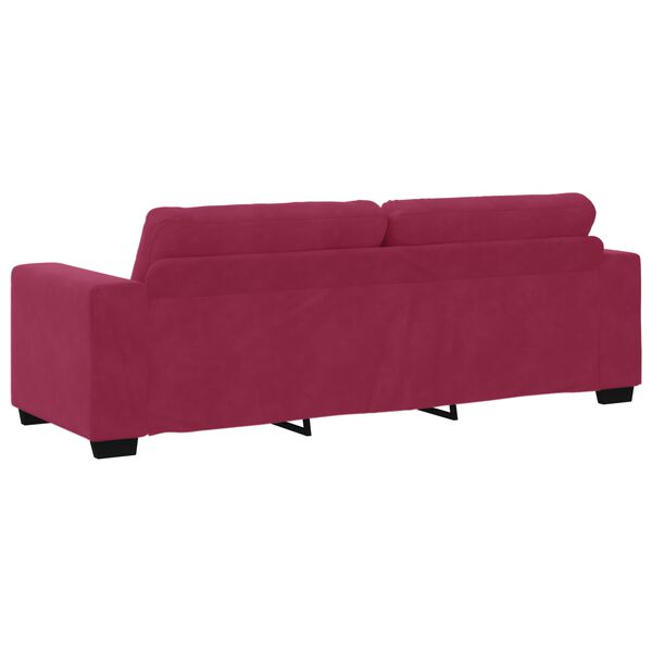 vidaXL Σετ Καναπέ με μαξιλάρι 3 pcs Κόκκινο 221 x 78 x 80 εκ Βελούδο