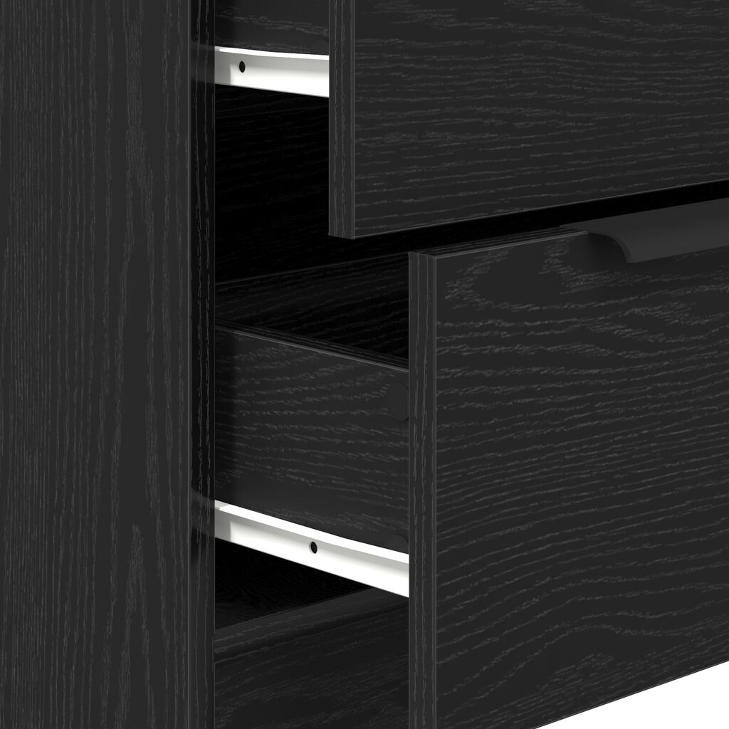 vidaXL 3 Τεμαχίων Μπουφές Μαύρο Οξιά Επεξεργασμένου Ξύλου