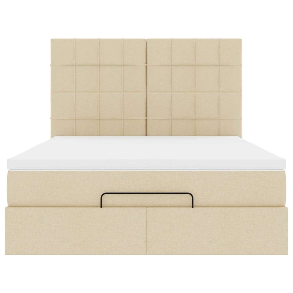 vidaXL Οθωμανικό κρεβάτι με στρώμα Cream 140x200cm ύφασμα