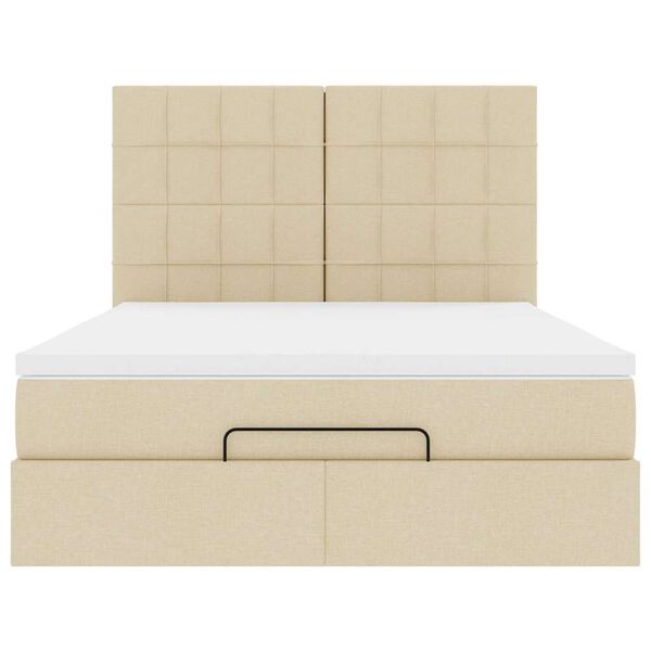 vidaXL Οθωμανικό κρεβάτι με στρώμα Cream 140x200cm ύφασμα