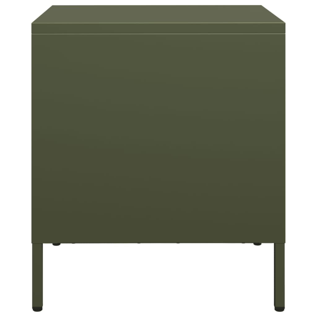 vidaXL Κομοδίνο Πράσινο Λαδί 35x39x43,5 εκ. από Χάλυβα