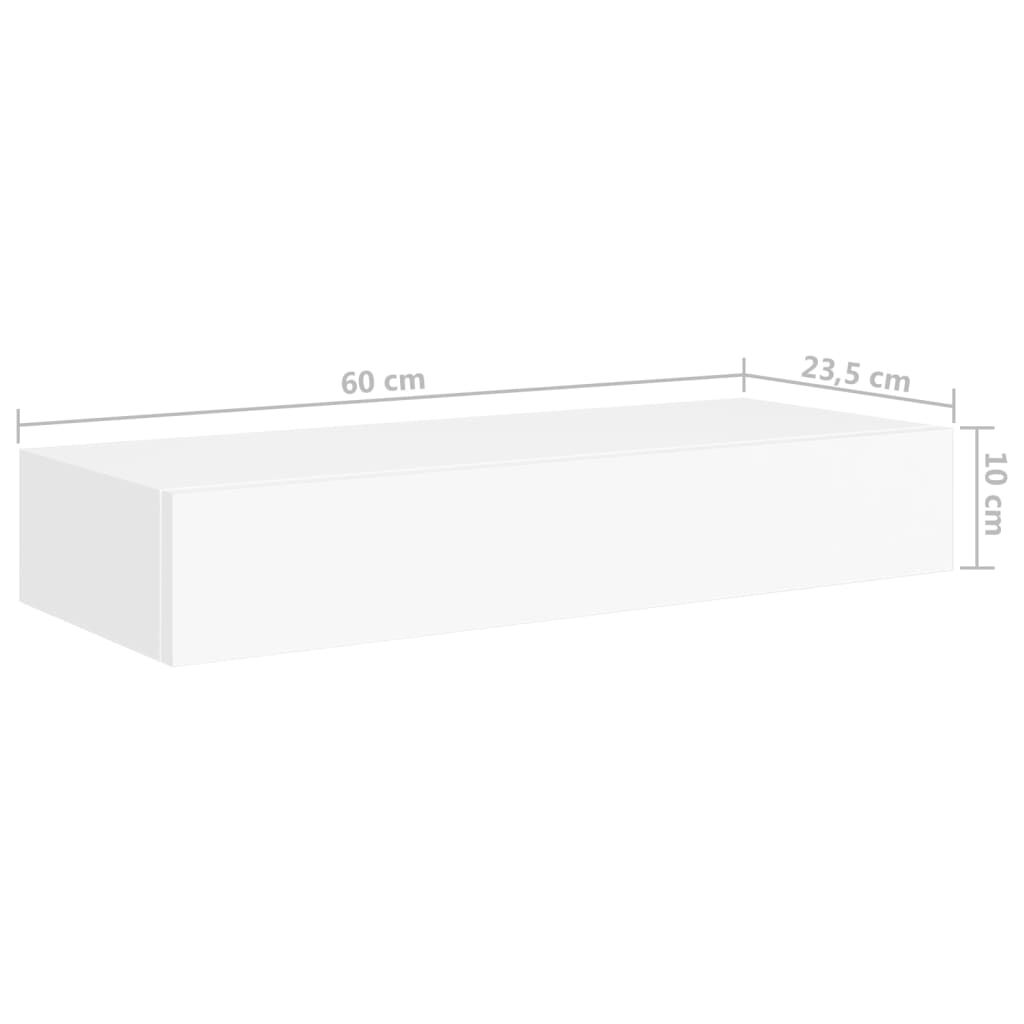 vidaXL Ράφι Επιτοίχιο με Συρτάρι Λευκό 60 x 23,5 x 10 εκ. από MDF