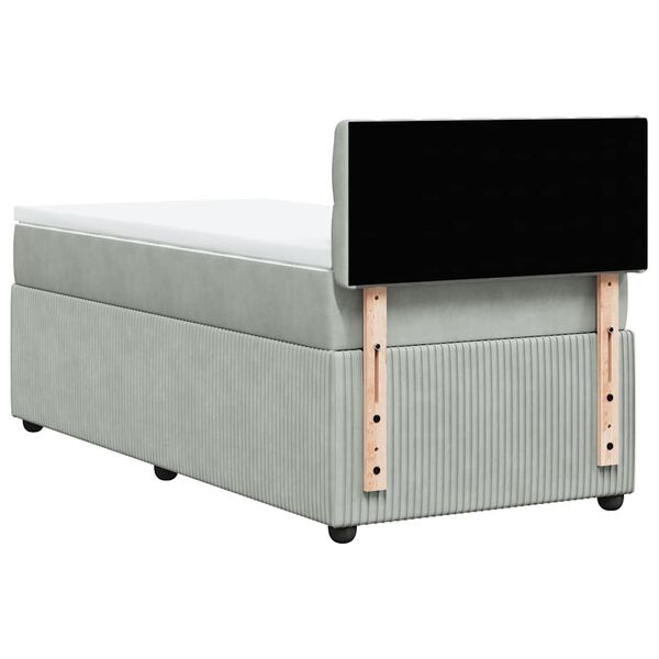 vidaXL Κρεβάτι Boxspring με Στρώμα Ανοιχτό Γκρι 90x190 εκ. Βελούδινο