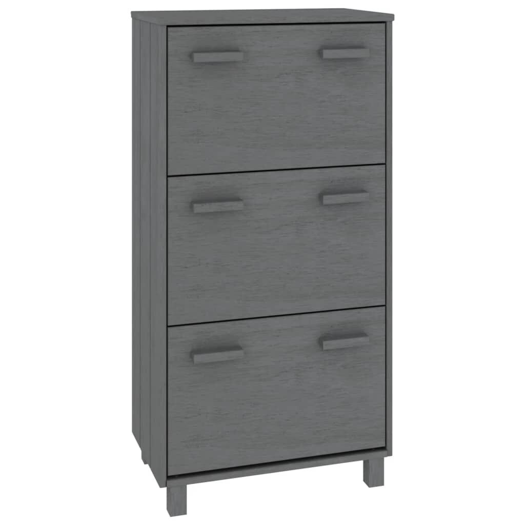 vidaXL Παπουτσοθήκη HAMAR Σκ. Γκρι 59,5x35x117 εκ. Μασίφ Ξύλο Πεύκου
