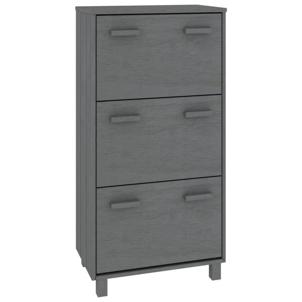 vidaXL Παπουτσοθήκη HAMAR Σκ. Γκρι 59,5x35x117 εκ. Μασίφ Ξύλο Πεύκου