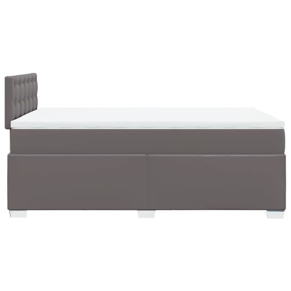 vidaXL Κρεβάτι Boxspring με Στρώμα Γκρι 120x200εκ. από Συνθετικό Δέρμα