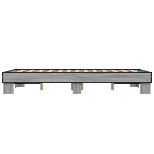 vidaXL Πλαίσιο Κρεβατιού Γκρι Sonoma 140x200 εκ. Επεξ. Ξύλο & Μέταλλο