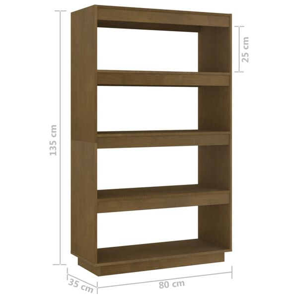 vidaXL Βιβλιοθήκη/Διαχωριστικό Χώρου Μελί 80x35x135 εκ. Μασίφ Πεύκο