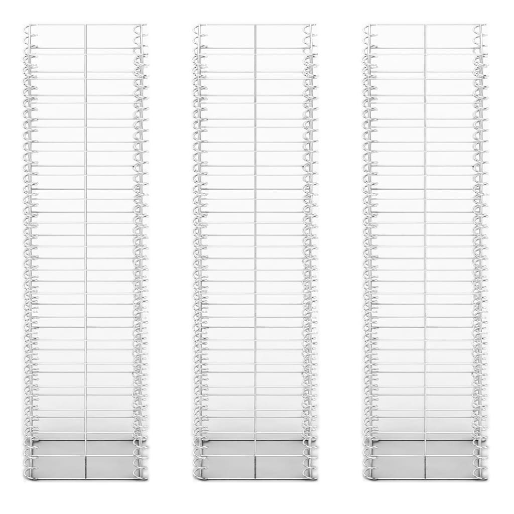 vidaXL Συρματοκιβώτια Σετ 3 τεμ. 25 x 25 x 100 εκ. Γαλβανισμένο Σύρμα