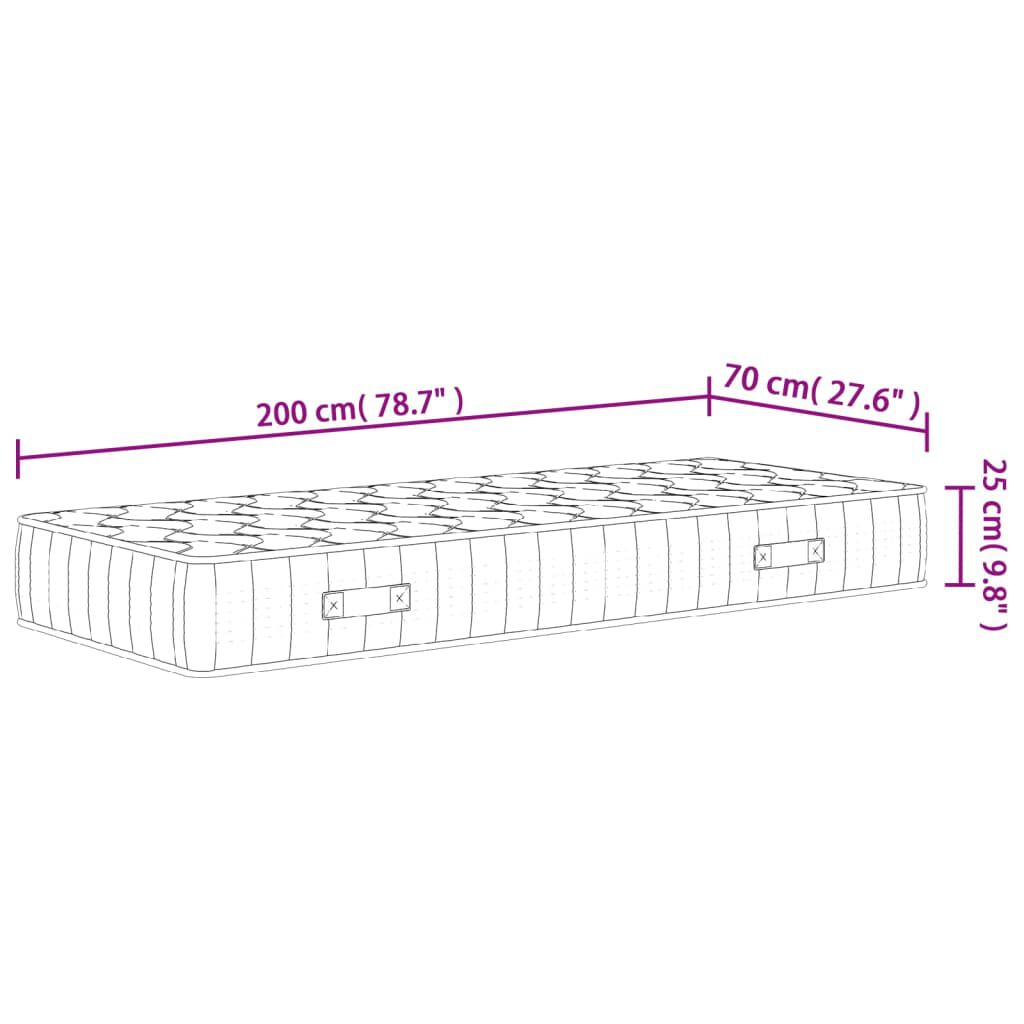 vidaXL Στρώμα με Pocket Springs Μεσαία Σκληρότητα 70x200 εκ.