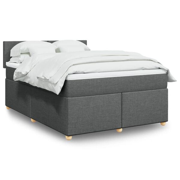vidaXL Κρεβάτι Boxspring με Στρώμα Σκούρο Γκρι 160x200 εκ Υφασμάτινο