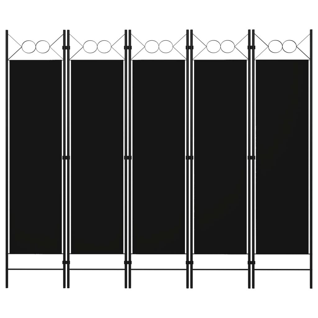 vidaXL Διαχωριστικό Δωματίου με 5 Πάνελ Μαύρο 200 x 180 εκ.