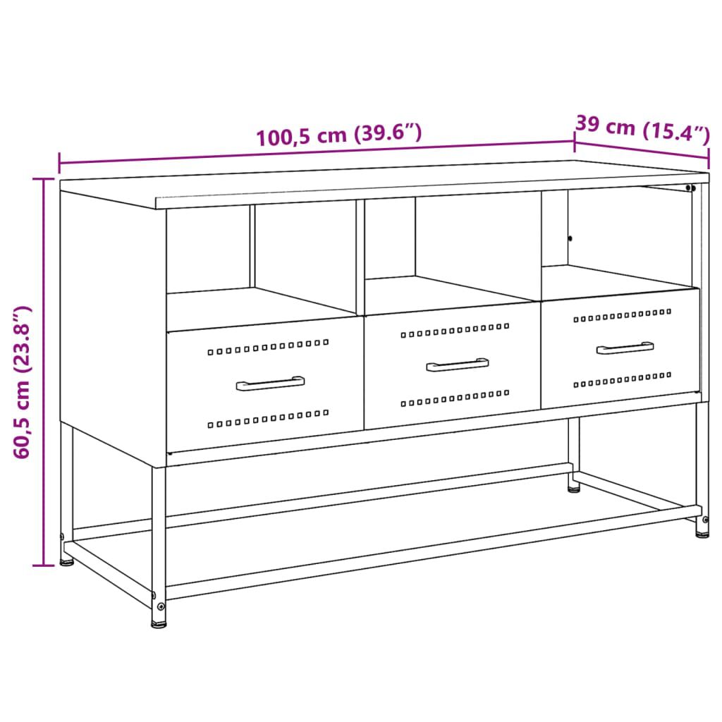 vidaXL Έπιπλο Τηλεόρασης Μαύρο 100,5x39x60,5 εκ. Ατσάλινο