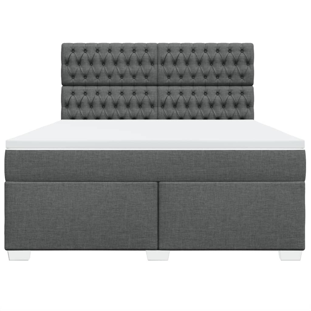 vidaXL Κρεβάτι Boxspring με Στρώμα Σκούρο Γκρι 180x200 εκ Υφασμάτιν