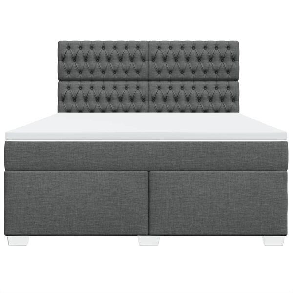 vidaXL Κρεβάτι Boxspring με Στρώμα Σκούρο Γκρι 180x200 εκ Υφασμάτιν