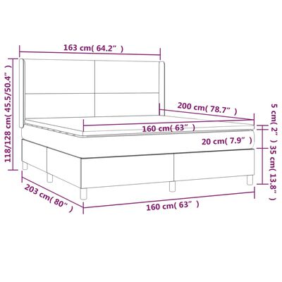 vidaXL Κρεβάτι Boxspring με Στρώμα Λευκό 160x200εκ.από Συνθετικό Δέρμα