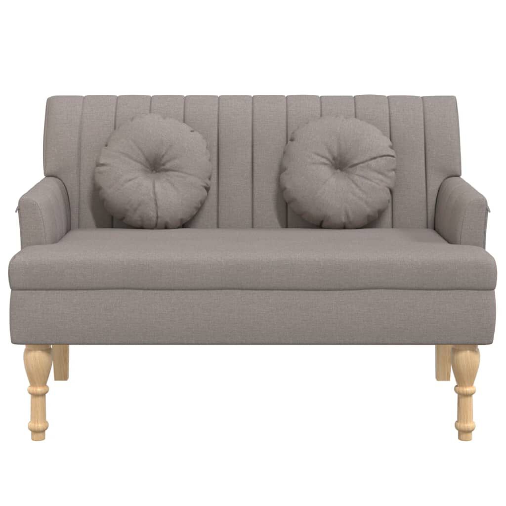 vidaXL Παγκάκι Taupe 113 x 64,5 x 75,5 εκ. Υφασμάτινο με Μαξιλάρια