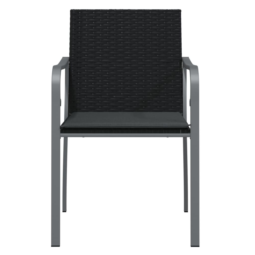 vidaXL Καρέκλες Κήπου 2 τεμ. Μαύρο 56x59x84 εκ Συνθ. Ρατάν & Μαξιλάρια