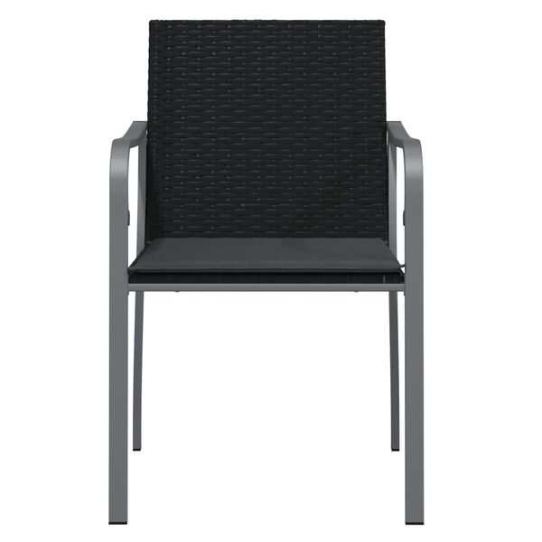 vidaXL Καρέκλες Κήπου 2 τεμ. Μαύρο 56x59x84 εκ Συνθ. Ρατάν & Μαξιλάρια